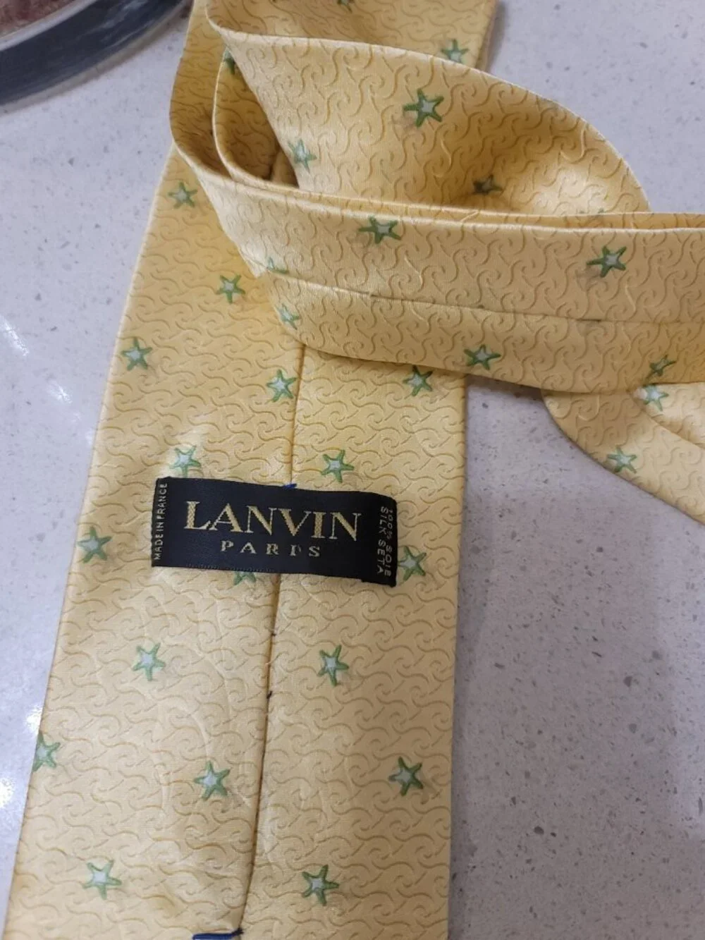 LANVIN Paris France Men’s Silk Tie Old Money Quiet Luxury honey gold